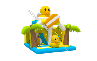verão de refrescamento novo que salta o tema animal Duck Bounce House Slide Combo amarelo inflável da cama Bouncy do castelo
