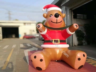 Decorações de natal infláveis ​​personalizadas com impressão de pvc urso catoon para exibição comercial