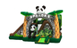 Combinado temático da panda inflável bonita com corrediça dobro ao lado dos desenhos animados infláveis do pande do leão-de-chácara em combinado