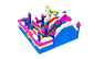 Novo Bouncer inflável colorido com tema de unicórnio Fun City inflável com combinação de pulo de salto em casa