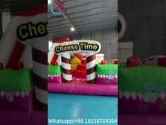 Novo design PVC inflável castelo saltável queijo tempo inflável cidade divertida com deslizamento alto