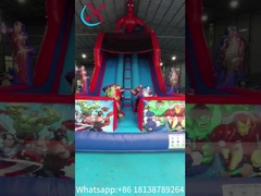 Deslizamento seco inflável Homem-Aranha Herói de desenho animado Deslizamento duplo inflável Castelo para crianças e adultos
