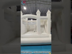 Casamento Branco Inflável Castelo Salto Com Deslizamento