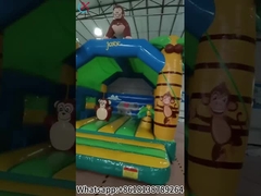 Bouncer inflável com slide combo jungle macaco castelo inflável