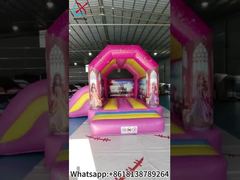Veja a demonstração do castelo bouncy inflável da princesa das meninas da fábrica com demonstração do castelo bouncy rosa da corrediça