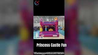 Castelo inflável princesa rosa para meninas