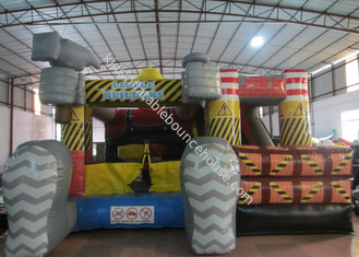 Combinação temática de trabalhador de construção inflável material de PVC inflável combinação de construção de casa de salto para venda