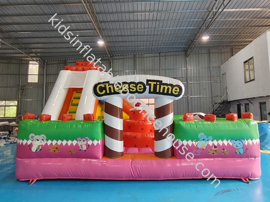 Novo Design PVC Inflável Castelo Salto Queijo Tempo Inflável Fun City Com Alto Deslizamento Curso de Obstáculos Para Aluguer