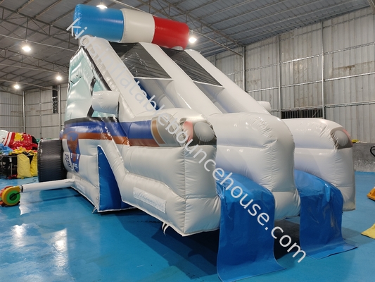 Slides infláveis personalizados para quintal, carro de patrulha da polícia, cartão de cartão, slides duplos infláveis para crianças.