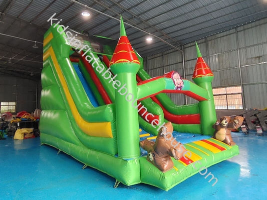 Slide seco inflável de PVC de qualidade comercial com pilar Slides duplos infláveis coloridos para crianças