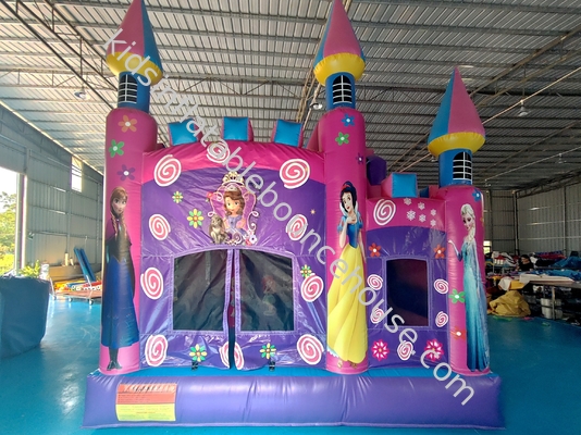 Commercial New Design inflável Castelo Disney Princesa Cartoon inflável casa salto com deslizamento casa de saltos engraçado