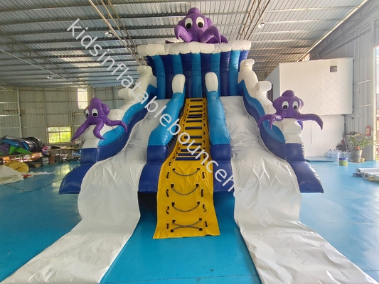 Novo Design Popular Slide Inflável Ocean Octopus Cartoon Party Slides Duplos Infláveis Secos para Crianças e Adultos
