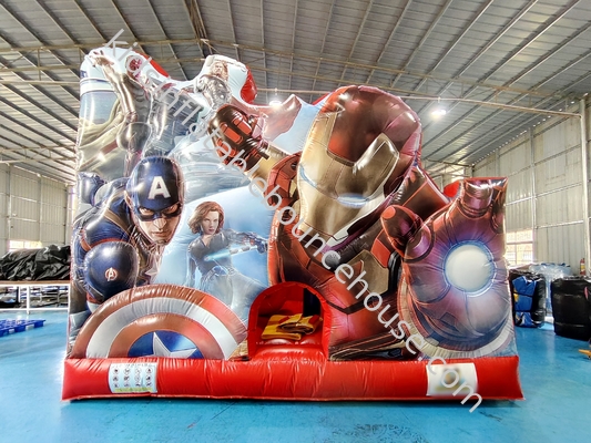 Novo Design Impressão Digital Casa de Salto Inflavel Com Slides Marvel Homem de Ferro Castelo de Salto Inflavel Para Crianças