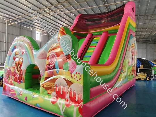 Parque de diversões Slides secos infláveis Candy House Slides infláveis Castelo para crianças