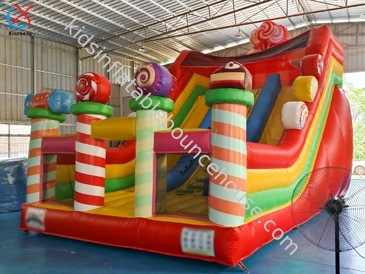 Slides infláveis personalizados coloridos doces infláveis de dois slides castelo