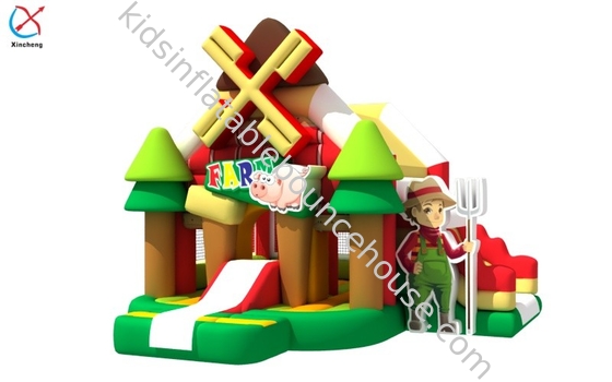 Fábrica Impressão digital inflável Casa de salto com slides Fazenda Castelo inflável