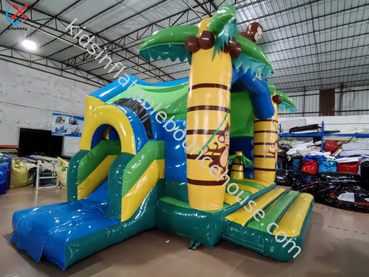 Pára-choques inflável personalizado com slide combo castelo inflável macaco da selva