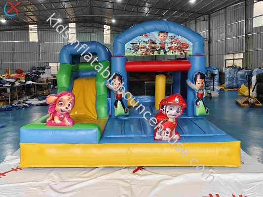 Popular desenho animado inflável casa de salto com slides PAW Patrulha inflável combo para crianças