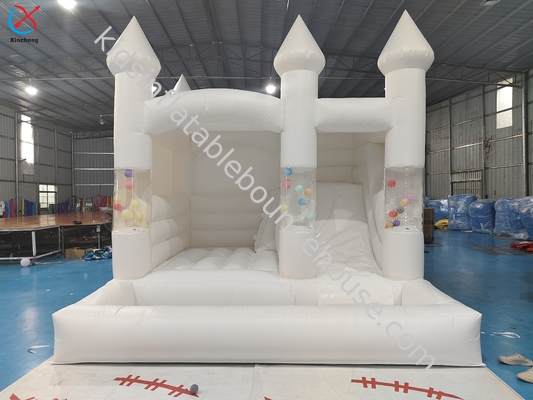 Castelo insuflável de casamento com piscina, casa de saltos insuflável branca