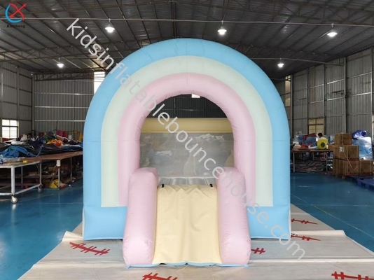 Combo Escorregador e Casa de Saltos Arco-Íris Inflável Interna com Escorregador