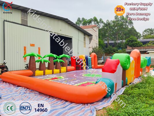 Commercial Inflatable Orange City Roadway Race Track for Kids Ride-On Cars