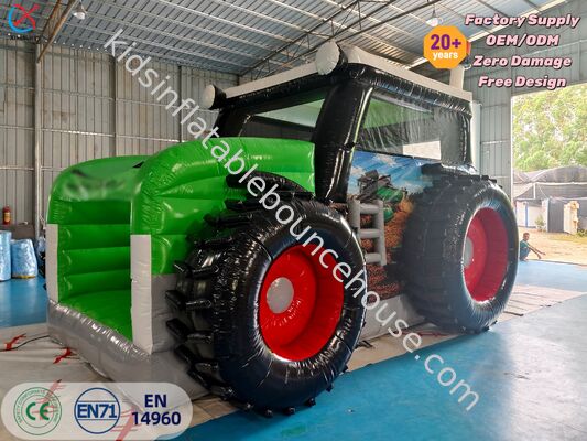 Commercial Custom Tractor Shaped Inflatable Bounce House Farm Themed for Kids
