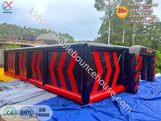 Commercial Mega Labirinto Inflável Labirinto Preto-Vermelho Inflável Game For Event