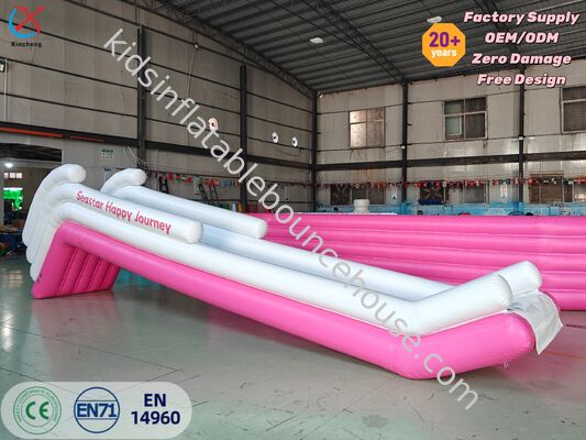 Slide de água inflável rosa para iates Slide inflável personalizado para entretenimento aquático de iates