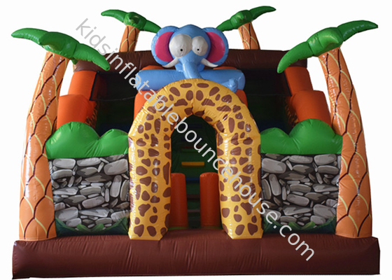 Escorrega inflável Safari Park inflável / PVC inflável Elefante Bouncer colorido